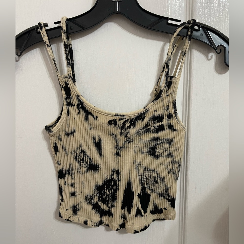 Mustard seed tie dye cropped tank, size S